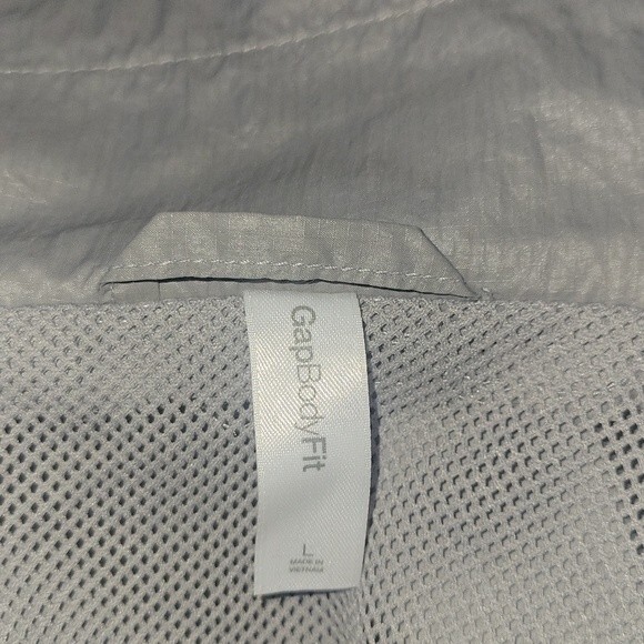 GAP Y2K Body Fit Jacket Large Gray Ruffle Pockets Windbreaker - Picture 5 of 9